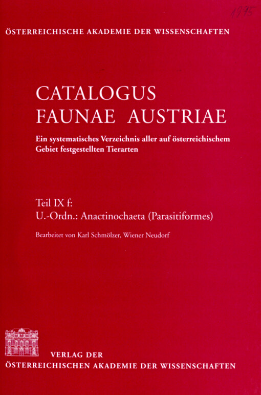 Catalogus Faunae Austriae. Teil IX f: U.-Ordn.: Anactinochaeta (Parasitiformes)