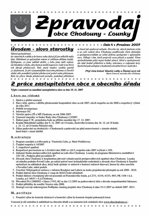 Zpravodaj obce Chodouny - Lounky