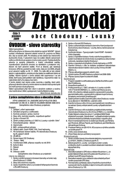 Zpravodaj obce Chodouny - Lounky
