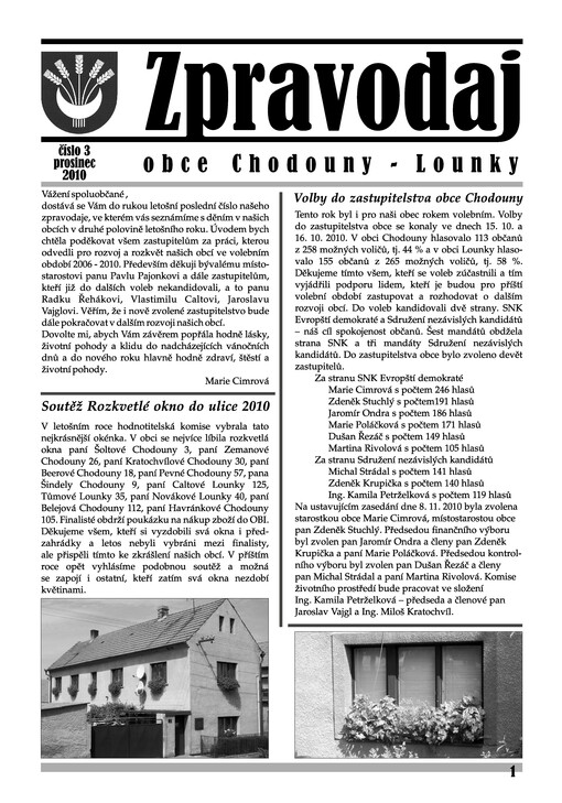 Zpravodaj obce Chodouny - Lounky