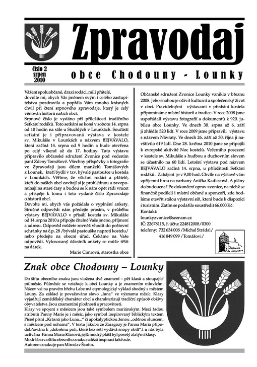 Zpravodaj obce Chodouny - Lounky
