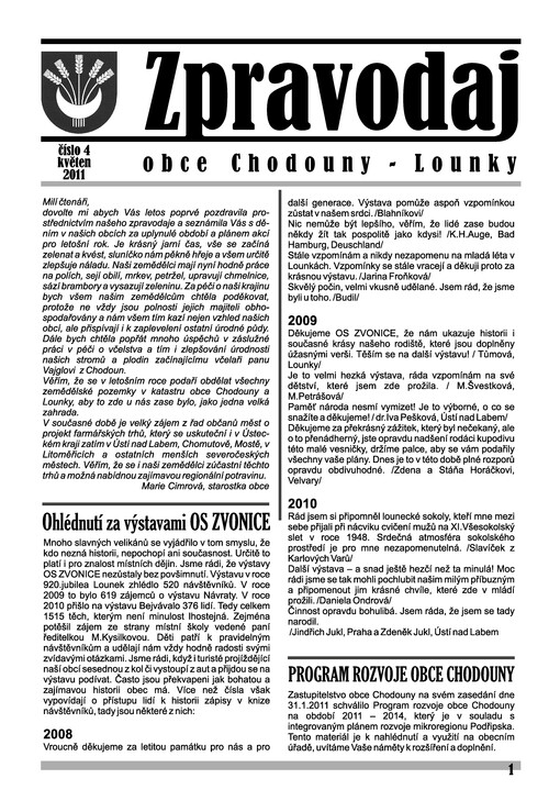 Zpravodaj obce Chodouny - Lounky