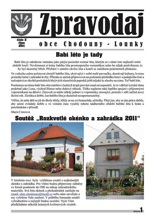 Zpravodaj obce Chodouny - Lounky