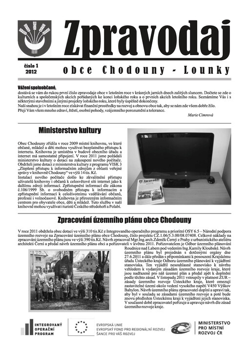 Zpravodaj obce Chodouny - Lounky
