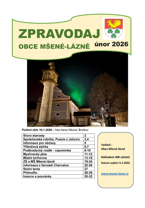 Zpravodaj obce Mšené-lázně