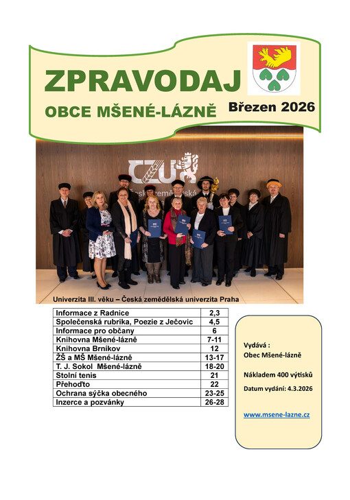 Zpravodaj obce Mšené-lázně