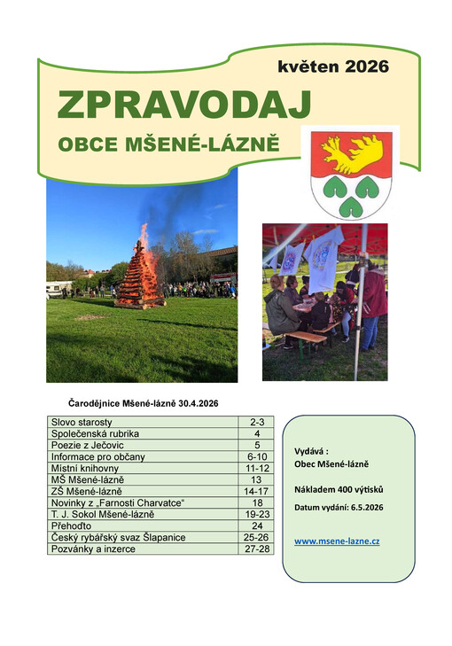 Zpravodaj obce Mšené-lázně