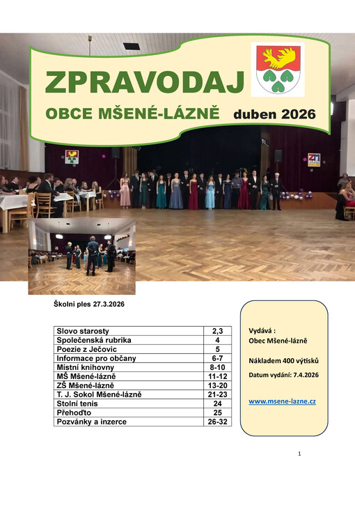 Zpravodaj obce Mšené-lázně