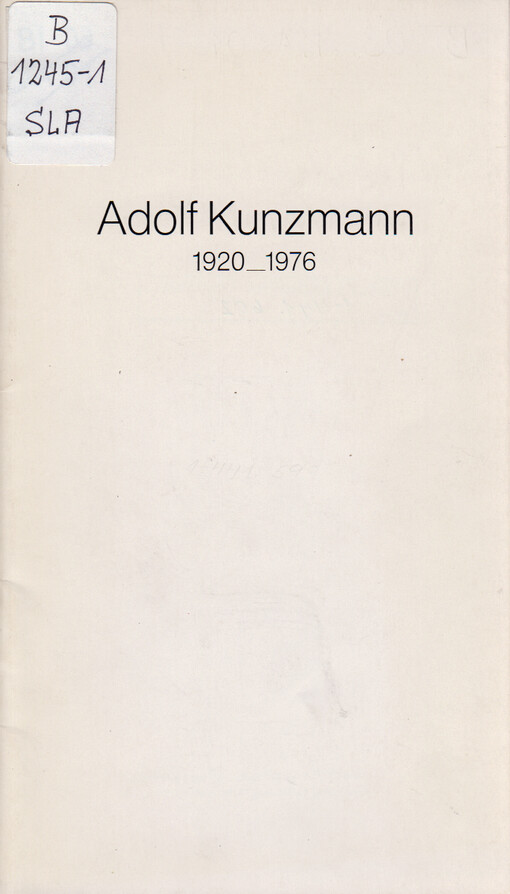 Adolf Kunzmann : 1920-1976