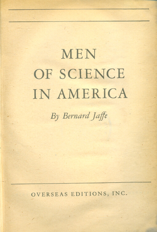 Men of science in America
