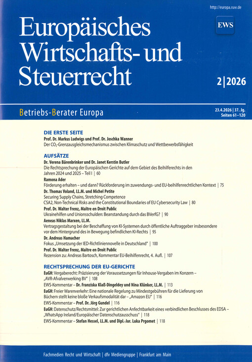 Europäisches Wirtschafts- und Steuerrecht : Betriebs-Berater für Europarecht