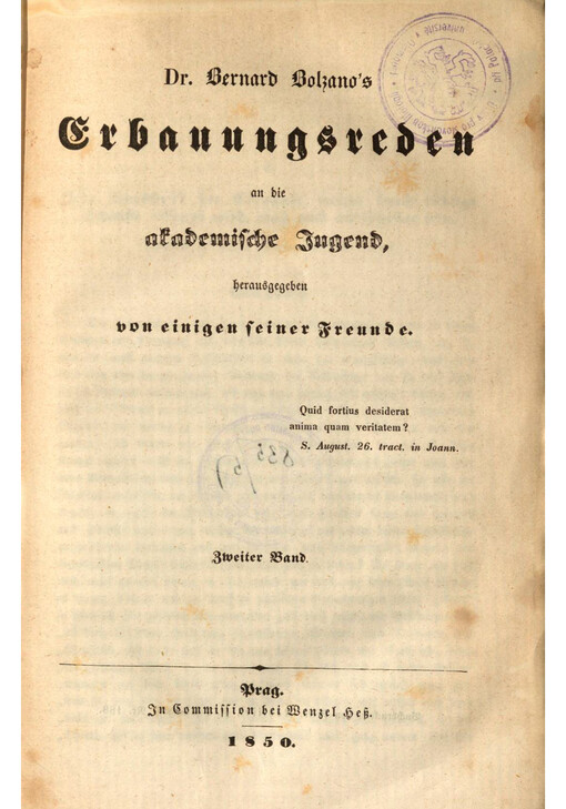 Dr. Bernard Bolzano's Erbauungsreden an die akademische Jugend. Zweiter Band
