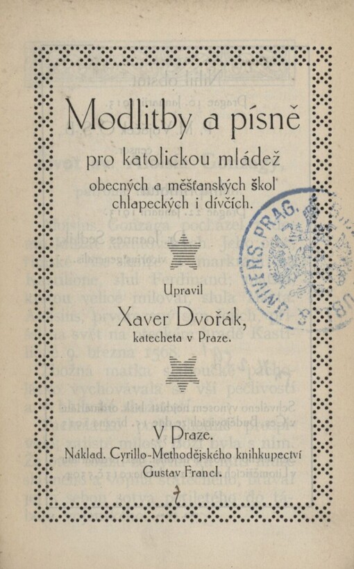 Modlitby a písně pro katolickou mládež obecných a měšťanských škol chlapeckých i dívčích
