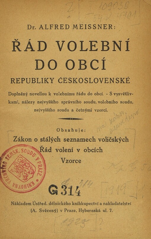 Řád volební do obcí Republiky československé :doplněný novellou k volebnímu řádu do obcí