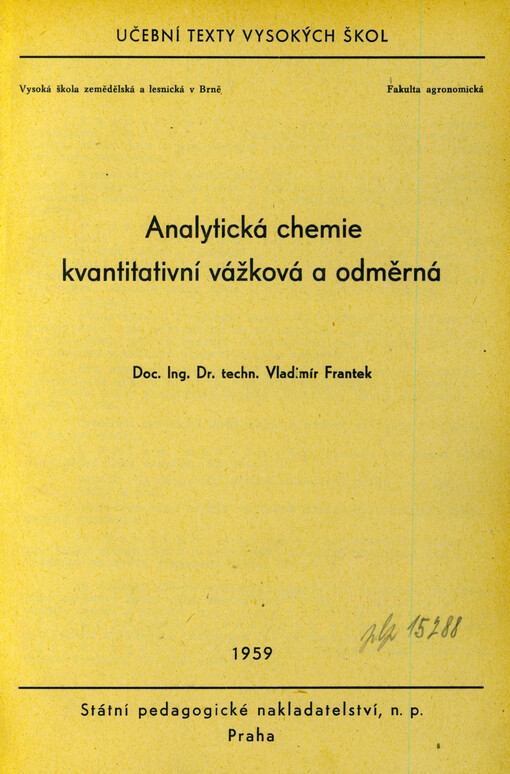 Analytická chemie kvantitativní vážková a odměrná