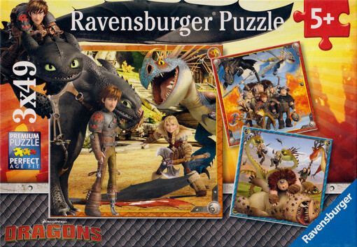 Ravensburger Puzzle. Dragons = Drachenreiter = Dragon riders = Cavalcando il drago = Cabalgando el dragón