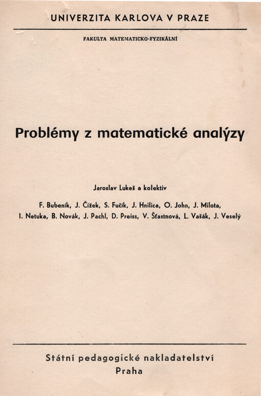 Problémy z matematické analýzy