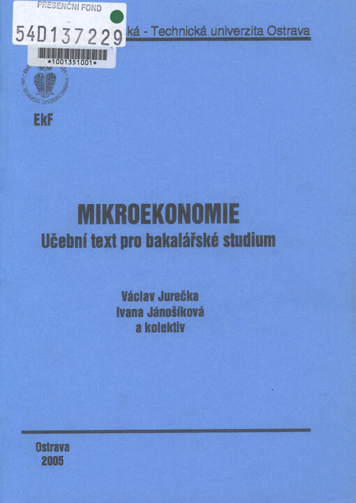 Mikroekonomie : učební text pro bakalářské studium