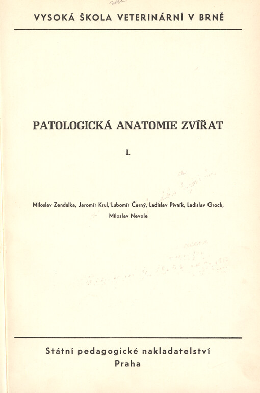 Patologická anatomie zvířat I.
