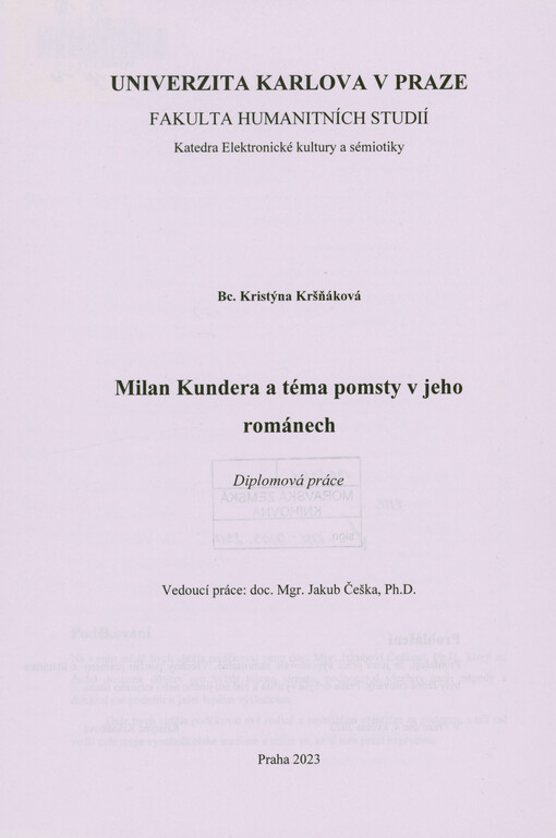 Milan Kundera a téma pomsty v jeho románech