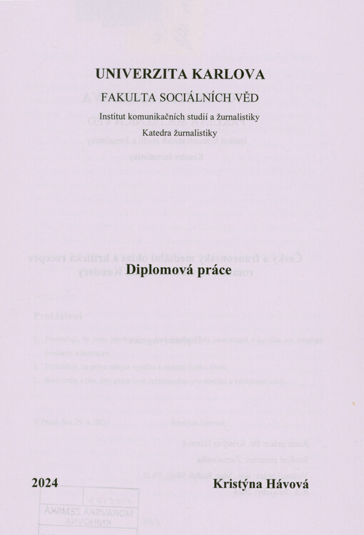 Český a francouzský mediální ohlas a kritická recepce románu Nevědění Milana Kundery