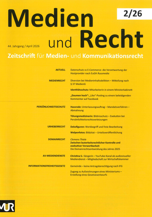 Medien und Recht : Zeitschrift für Medien- und Kommunikationsrecht