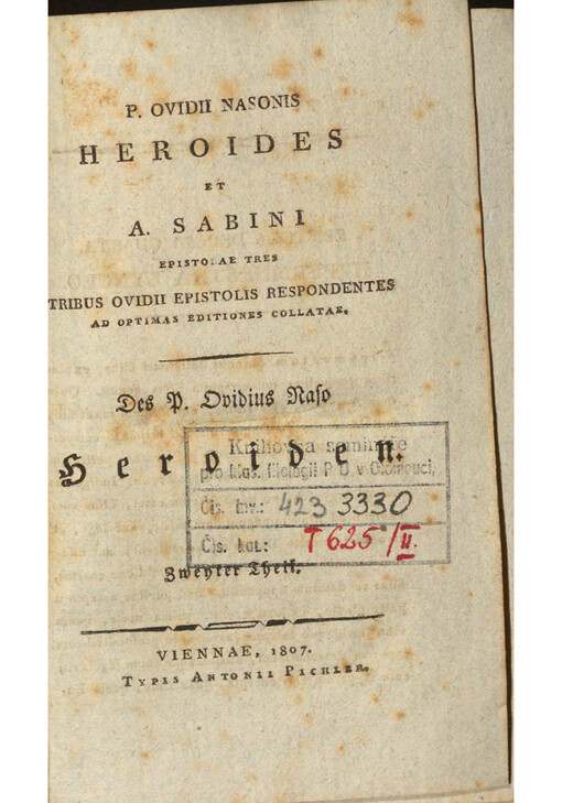 P. Ovidii Nasonis Heroides et A. Sabini Epistolae tres = Des P. Ovidius Naso Heroiden. Zweyter Theil