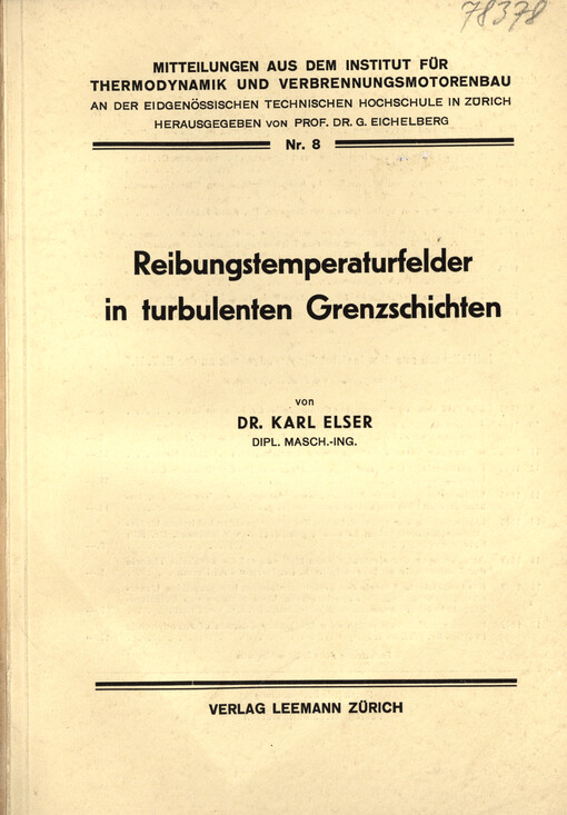 Reibungstemperaturfelder in turbulenten Grenzschichten