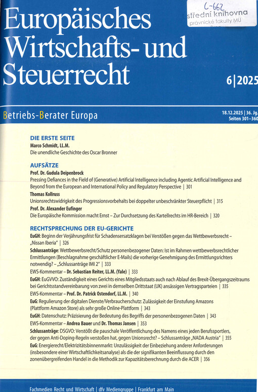Europäisches Wirtschafts- und Steuerrecht : Betriebs-Berater für Europarecht