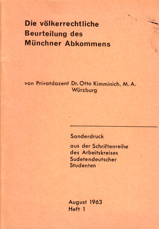 Die völkerrechtliche Beurteilung des Münchner Abkommens