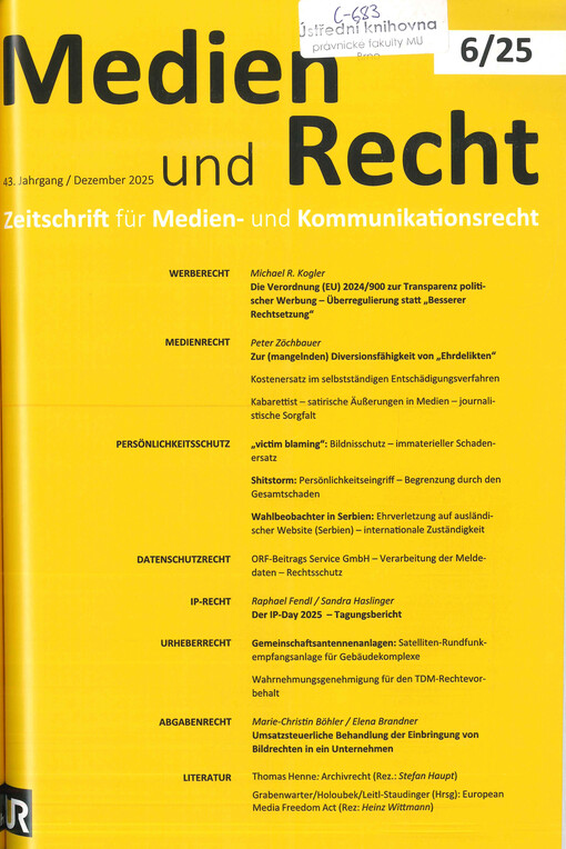 Medien und Recht : Zeitschrift für Medien- und Kommunikationsrecht