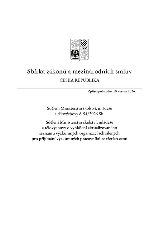 Sbírka zákonů a mezinárodních smluv : Česká republika