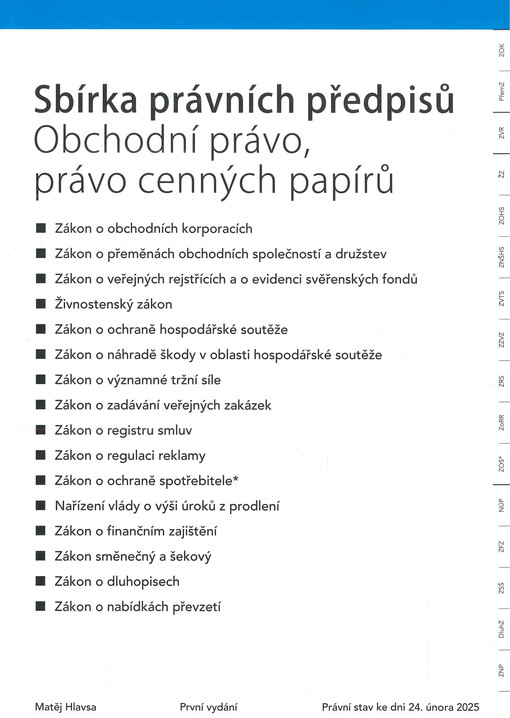 Sbírka právních předpisů : obchodní právo, právo cenných papírů
