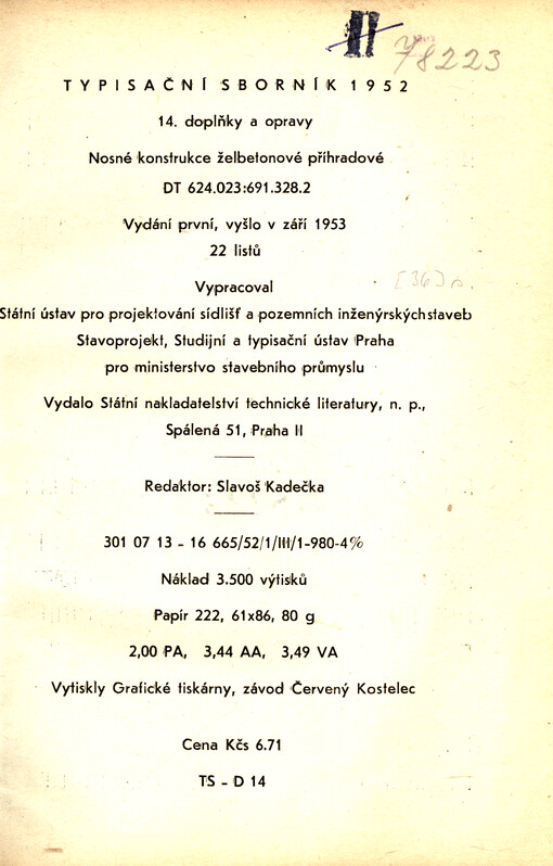 Typisační sborník 1952. 14. doplňky a opravy, Nosné konstrukce železobetonové příhradové