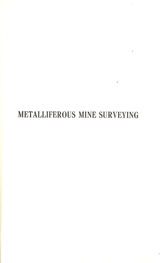 Metalliferous mine surveying