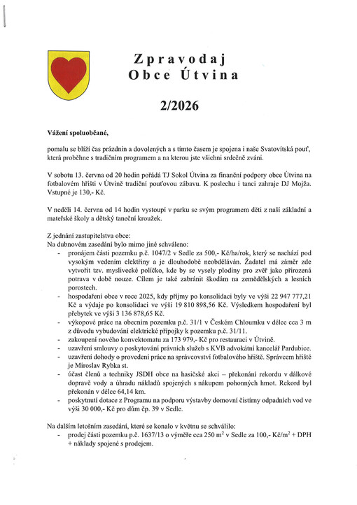 Zpravodaj : obec Útvina
