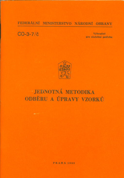 Jednotná metodika odběru a úpravy vzorků