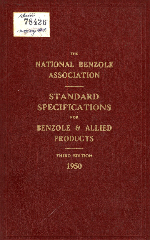 Standard specifications for benzole and allied products