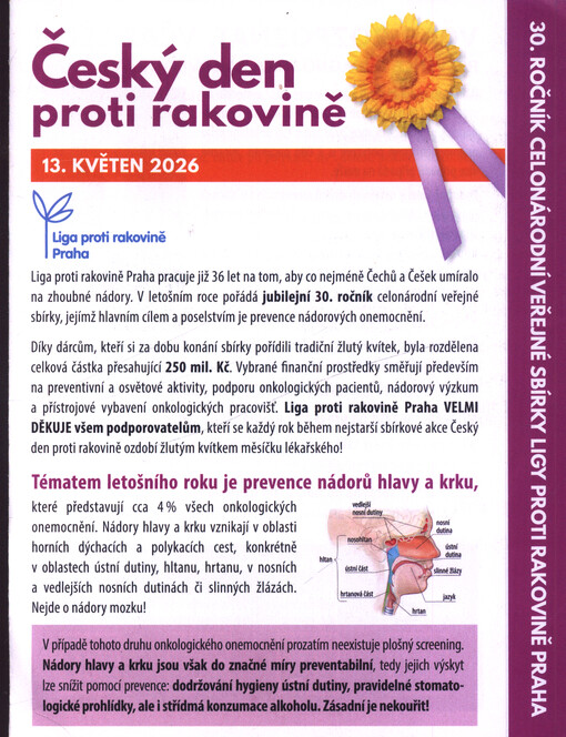 Český den proti rakovině : ... ročník celonárodní květinové sbírky