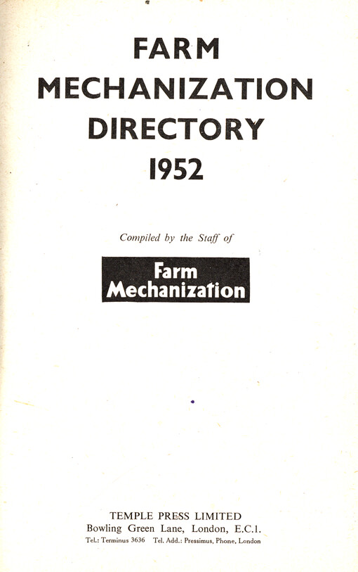 Farm mechanization directory 1952