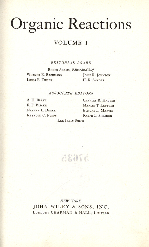 Organic reactions. Vol. 1