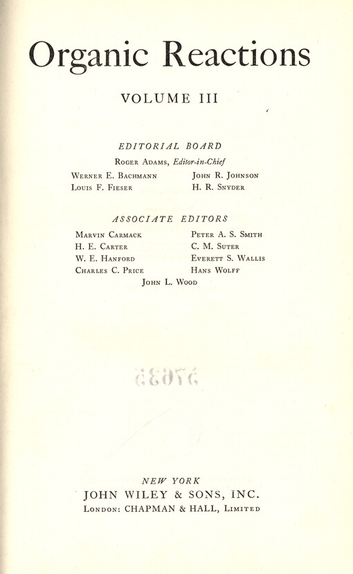 Organic reactions. Vol. 3