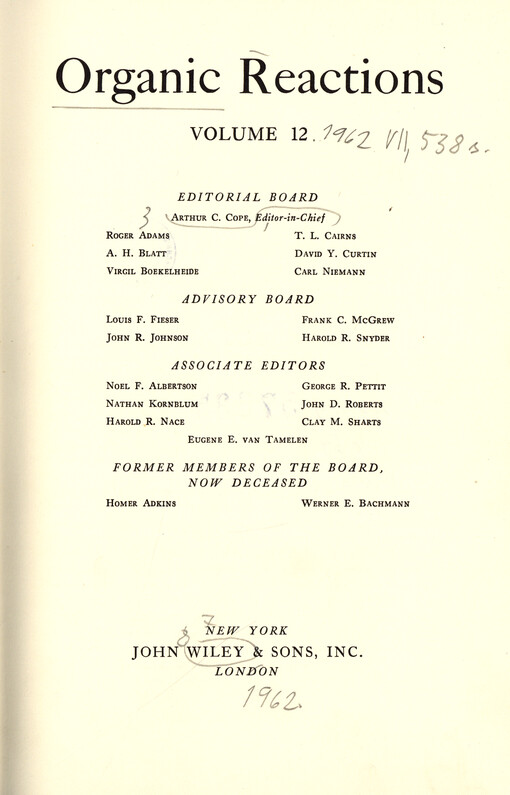 Organic reactions. Vol. 12
