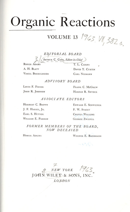 Organic reactions. Vol. 13