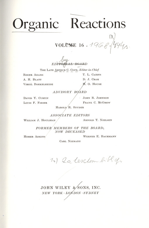 Organic reactions. Vol. 16