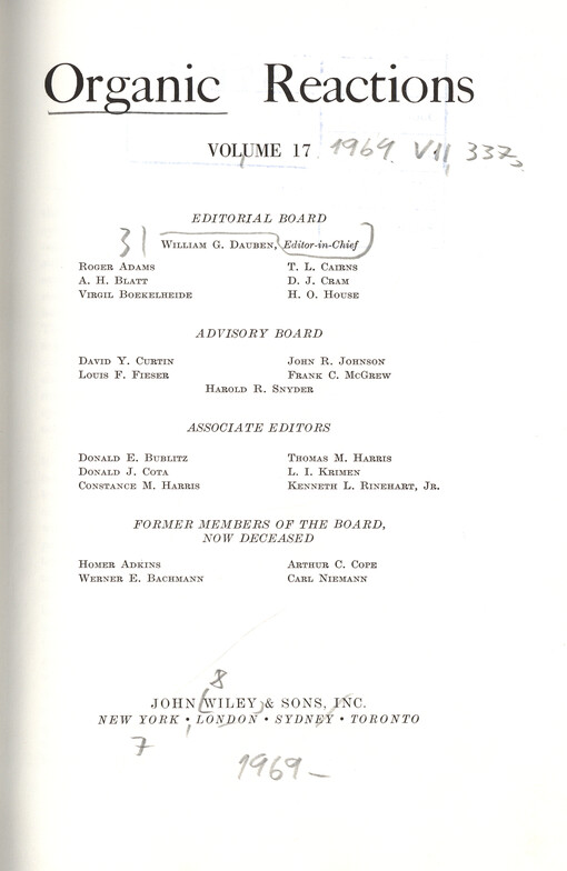 Organic reactions. Vol. 17