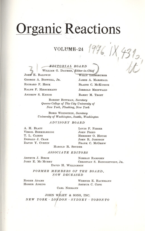 Organic reactions. Vol. 24
