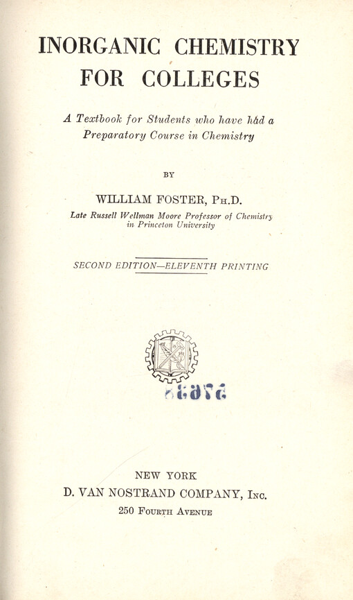 Inorganic chemistry for colleges : a textbook for students who have had a preparatory course in chemistry