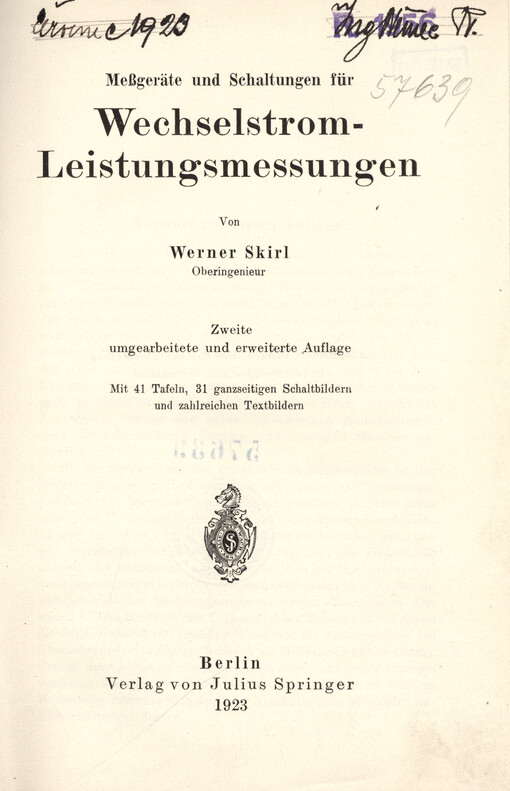 Meßgeräte und Schaltungen für Wechselstrom- Leistungsmessungen