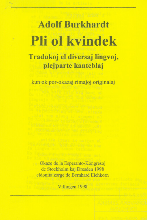 Pli ol kvindek : tradukoj el diversaj lingvoj, plejparte kantebla : kun ok por-okazaj rimajoj originalaj